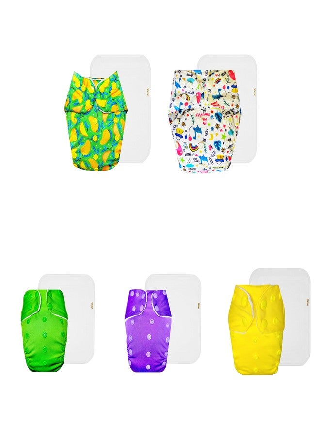 Dumbledo Premium Cloth Diaper with Cotton Insert (Pack of 5) | Soft & Gentle | Leakproof | Adjustable Snaps | Designed by Moms | 3 Months - 3 Years | Unisex Baby - Image 1