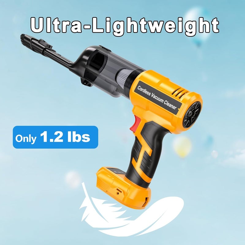 مكنسة كهربائية محمولة لاسلكية من لبطارية Dewalt 18V، قوة شفط 105 AW، محمولة وخفيفة الوزن للأرضيات والسجاد والسيارة والمنزل (البطارية غير متضمنة) - Image 5