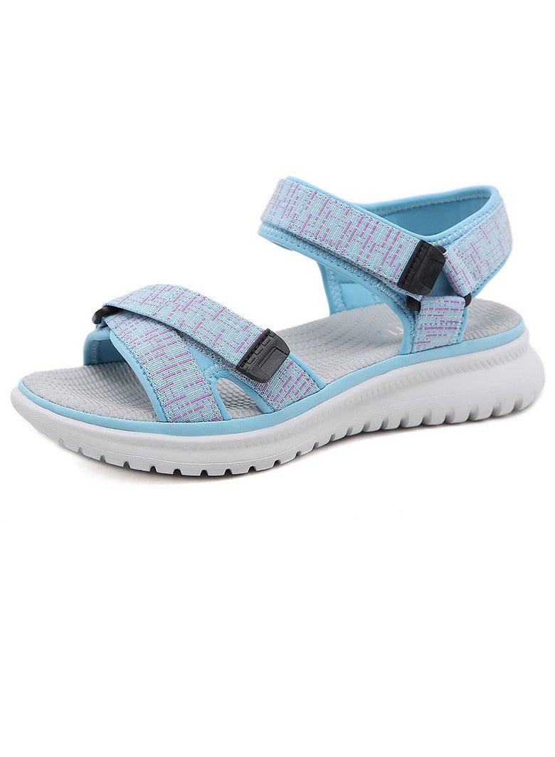 Loquat Women's Casual Sports Thick Soled Non Slip Sandals Comfortable Wedge Shoes For Outdoors Blue - Image 1