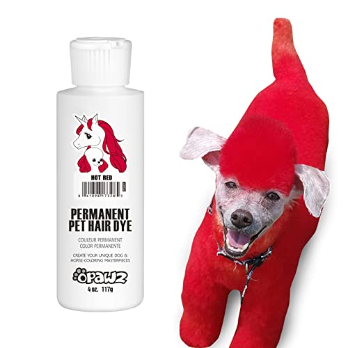 OPAWZ Permanent Dog Hair Dye, Pet Hair Dye Safely Used by Grooming Salons for a Decade, Pet Safe Dye Lasts Over 20 Washes, Bright Color for Dogs and Horses (Hot Red) - Image 1