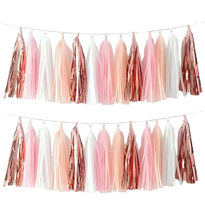 ROSE GOLD PEACH WHITE PINK TASSEL GARLAND BANNER 20 PACK TASSEL GARLAND PARTY DECORATIONS FOR BIRTHDAY BOHO MUSIC FESTIVAL BABY SHOWERBRIDALWEDDING