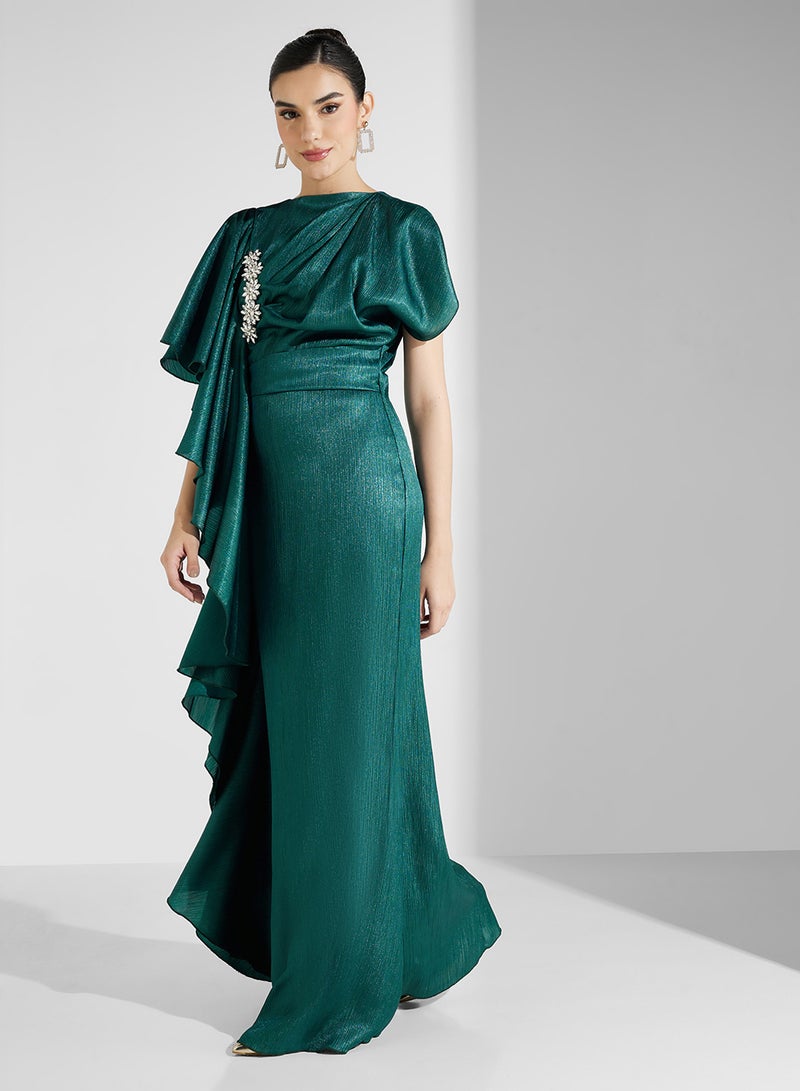 Namshi x Emerald Cascade Gown Dress - Image 5