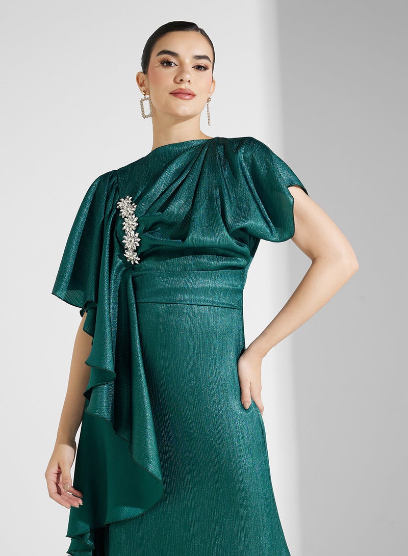 Namshi x Emerald Cascade Gown Dress - Image 3