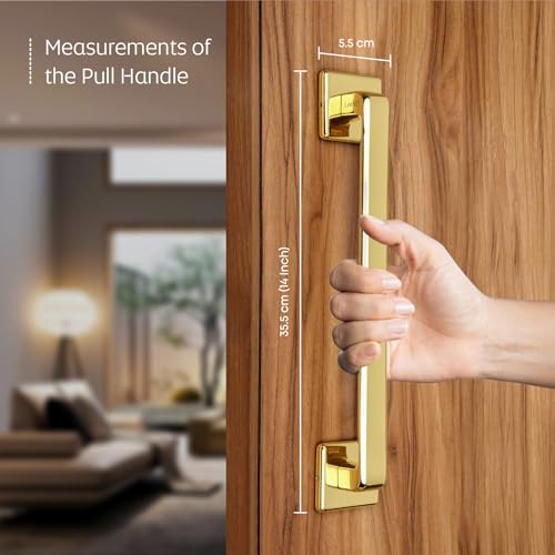 LAPO Pull Handle for Main Doors | 14 Inch Pull Handle for Hotel and Office Doors | Gold Finish |Ideal for Wooden Doors | Compatible with 30–100mm Door Range | 3 Years Warranty - Image 5