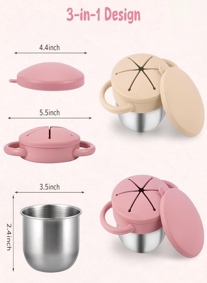 Mintlyfe Stainless Steel Snack Containers with Lids, Snack cups with Silicone Food Catcher for Toddlers (Color 2) - Image 3