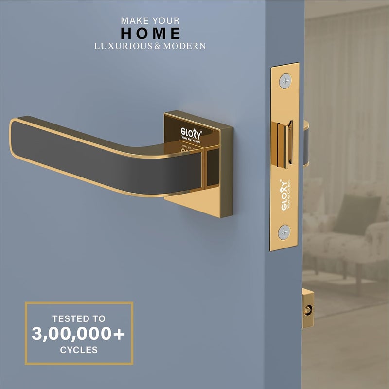 Gloxy Baby Latch Door Locks for Bathroom Door Lock Balcony Store Room Keyless Pull Handle Set with Brass Baby Latch for Home Kitchen Gold Black Finish 2 Years Warranty Pack of 1 - Image 5