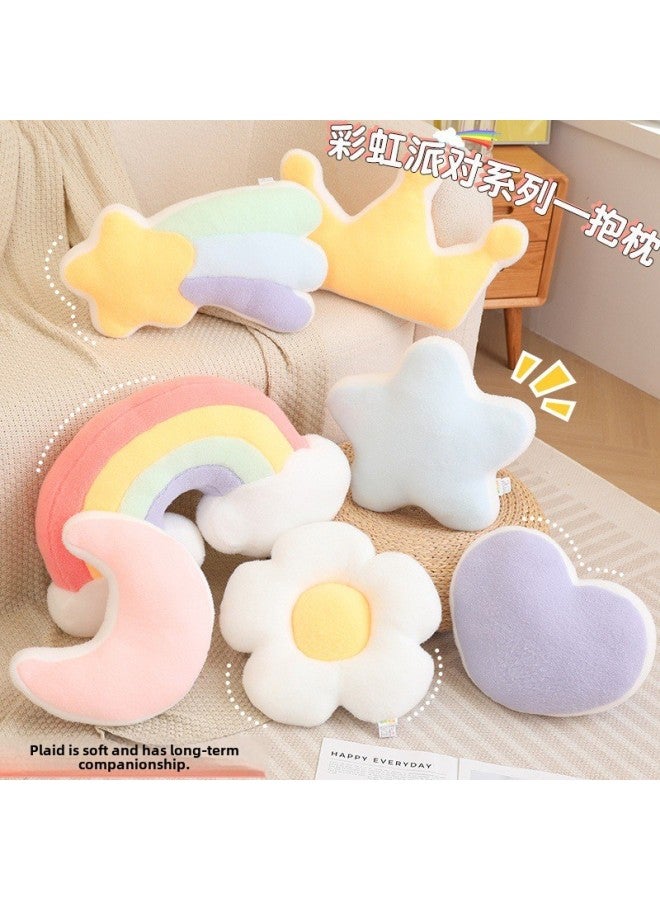 Rainbow Pillow Star Cushion Living Room Sofa Cushion Office Nap Pillow Car Cushion Girly Heart Wholesale-Specifications:Moon-Blue -32cm-Color:See Details - Image 4