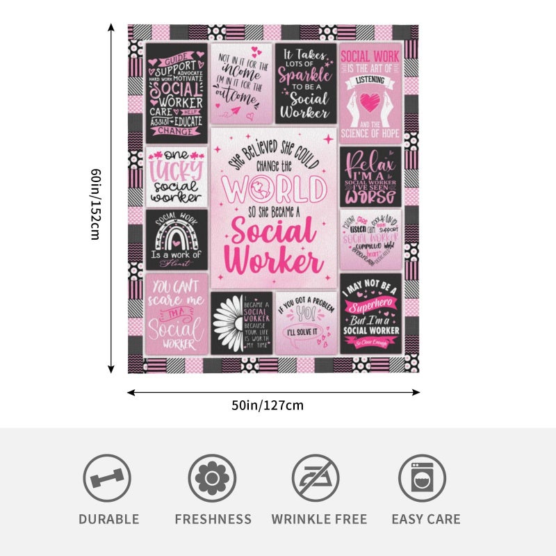 SIKLTY Social Worker Gifts for Women Throw Blanket 60"" X 50""  Best Social Worker Appreciation Graduation Gifts  Gift for Social Workers Women  Social Work Month 2024 Gifts  School Social Worker Office Decor - Image 5