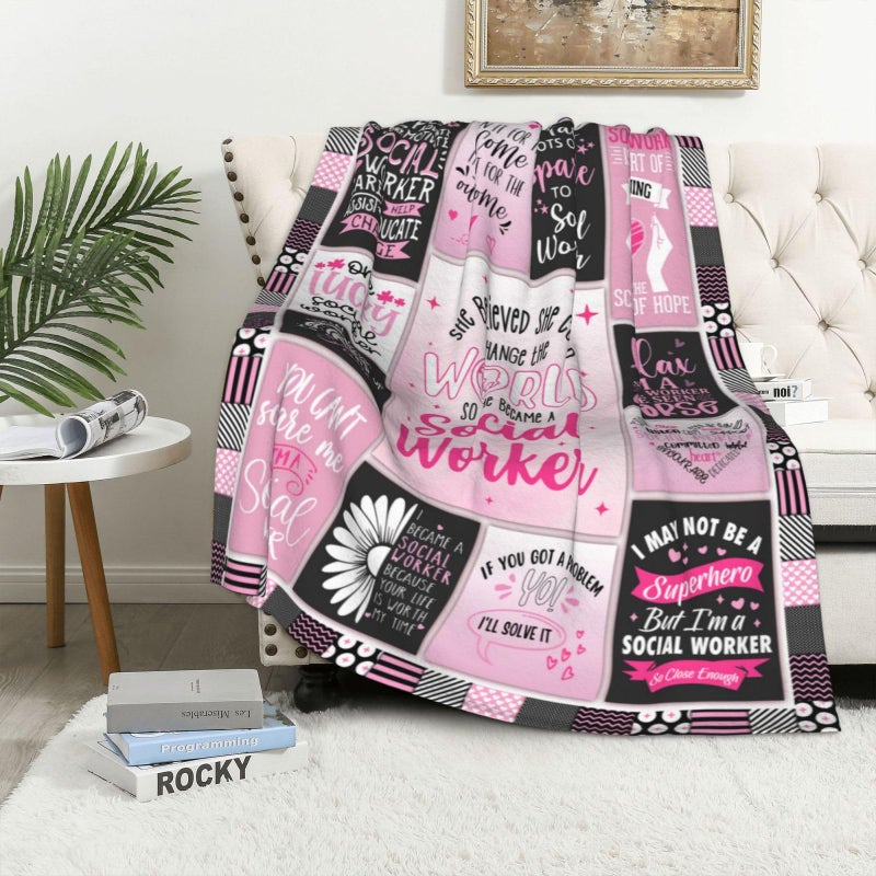 SIKLTY Social Worker Gifts for Women Throw Blanket 60"" X 50""  Best Social Worker Appreciation Graduation Gifts  Gift for Social Workers Women  Social Work Month 2024 Gifts  School Social Worker Office Decor - Image 2