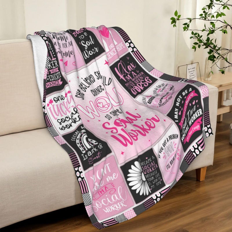 SIKLTY Social Worker Gifts for Women Throw Blanket 60"" X 50""  Best Social Worker Appreciation Graduation Gifts  Gift for Social Workers Women  Social Work Month 2024 Gifts  School Social Worker Office Decor - Image 3