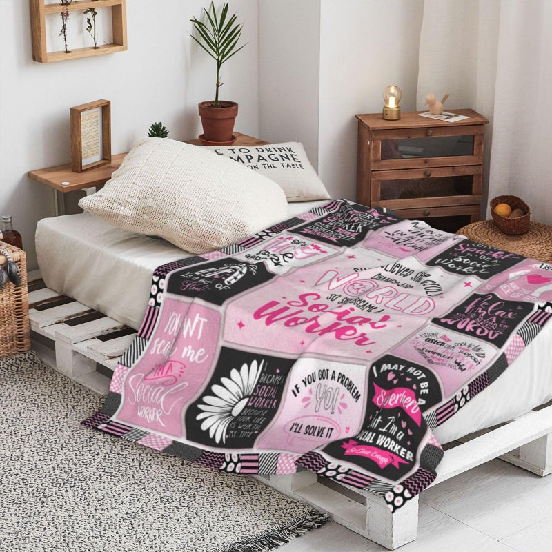 SIKLTY Social Worker Gifts for Women Throw Blanket 60"" X 50""  Best Social Worker Appreciation Graduation Gifts  Gift for Social Workers Women  Social Work Month 2024 Gifts  School Social Worker Office Decor - Image 4