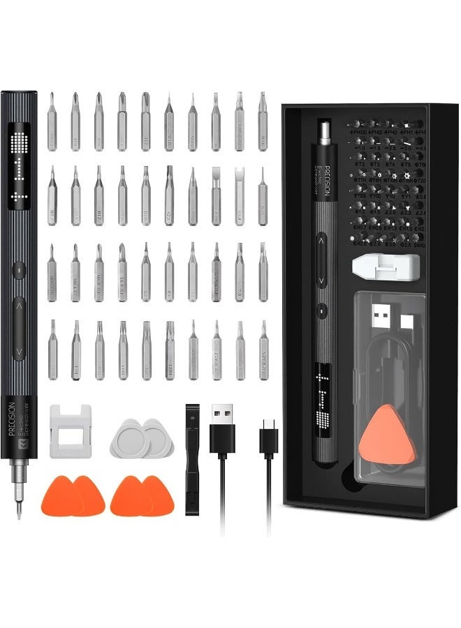 HASTHIP® 50-in-1 Precision Electric Screwdriver Set with LED Power Display, 40 Bits, 3 Torque Settings, Cordless Mini Screwdriver Kit for Laptop, Phone, Watch, Electronics Repair - Image 1