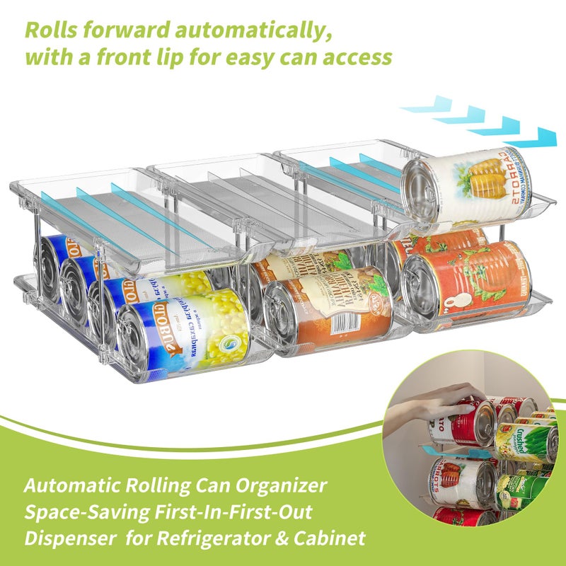 TrendyBin Can Organizer for Pantry Soda Can Organizer Automatic Rolling Food Pantry Storage Rack Can Dispenser for Fridge Holds 72 Cans, Fits 5.8-Inch Soda and Can, Set of 18 - Image 2