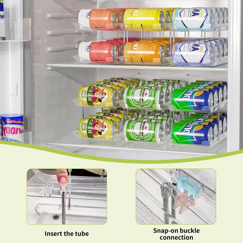 TrendyBin Can Organizer for Pantry Soda Can Organizer Automatic Rolling Food Pantry Storage Rack Can Dispenser for Fridge Holds 72 Cans, Fits 5.8-Inch Soda and Can, Set of 18 - Image 4