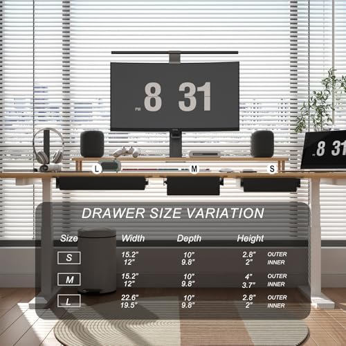 Gaxomo Under Desk Drawer(15.2''x10''x4'') with Sliding Pencil Tray, Desk Mounted Sliding Pull-out Drawer for Office Desk Drawer Attachment, Extra Storage Organizer for Sit Stand Workstation - Image 3