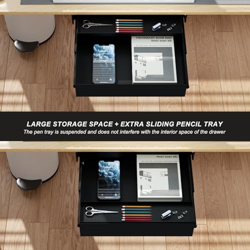 Gaxomo Under Desk Drawer(15.2''x10''x4'') with Sliding Pencil Tray, Desk Mounted Sliding Pull-out Drawer for Office Desk Drawer Attachment, Extra Storage Organizer for Sit Stand Workstation - Image 4