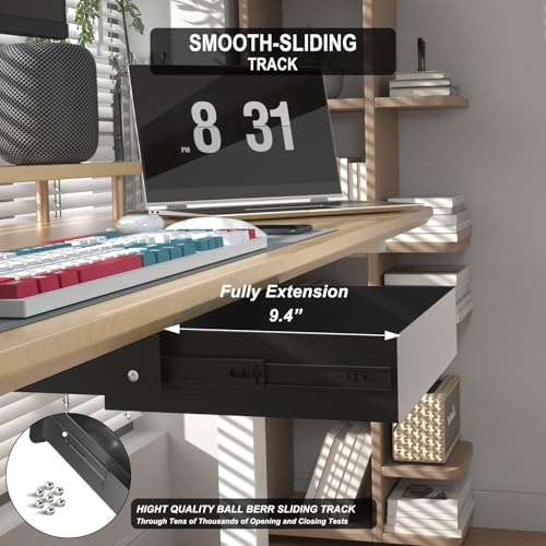 Gaxomo Under Desk Drawer(15.2''x10''x4'') with Sliding Pencil Tray, Desk Mounted Sliding Pull-out Drawer for Office Desk Drawer Attachment, Extra Storage Organizer for Sit Stand Workstation - Image 5