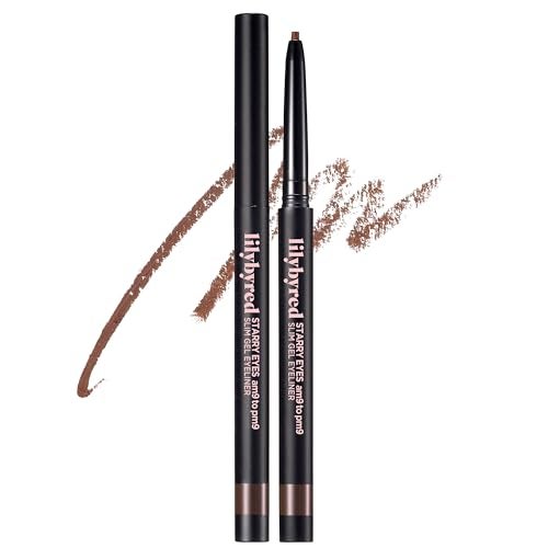 lilybyred Starry Eyes Am9 to Pm9 Slim Gel Eyeliner Korean UltraSlim 2mm Gel Eyeliner Intense Color Payoff Creamy Formula Easy Blending SmudgeProof LongLasting 0004 oz 03 Walnut Brown - Image 1