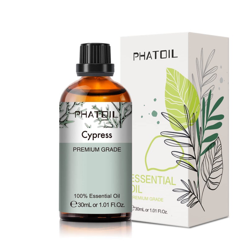 PHATOIL Cypress Essential Oil, 1.01Fl.Oz (30ML) PHATOIL Pure Essential Oil Singles for Aromatherapy Diffusers, Humidifiers, Great for DIY Candle and Soap Making, Gift for Friend - Image 1