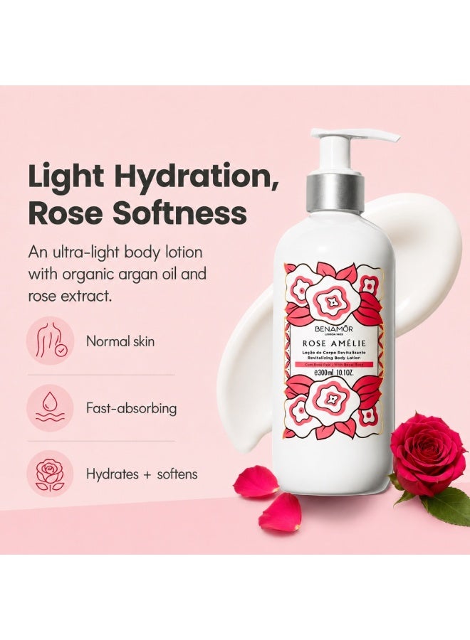 BENAMÕR Rose Amélie Revitalizing Body Lotion – Lightweight Body Moisturiser with Rose Extract & Argan Oil | Softening, Hydrating Lotion for Smooth Skin – 300ml - Image 2