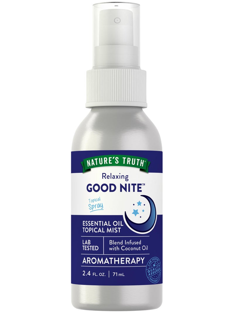 Nature's Truth Good Nite Essential Oil Mist | 2.4 fl oz | Calming Blend | for Topical Use, Yoga, & Aroma Spray - Image 1