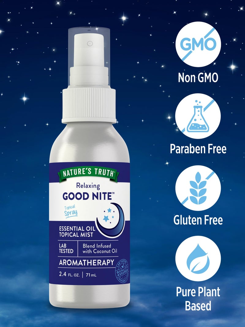 Nature's Truth Good Nite Essential Oil Mist | 2.4 fl oz | Calming Blend | for Topical Use, Yoga, & Aroma Spray - Image 3