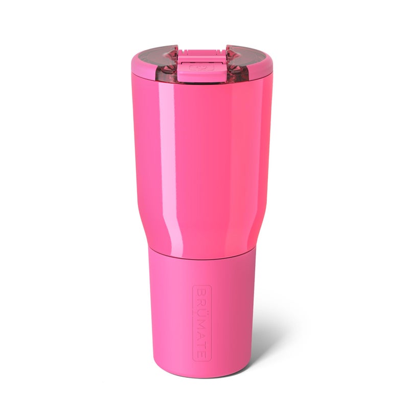 BrMate Nav 35oz 100 Leak Proof Insulated Travel Tumbler with Magnetic BevLock Lid Double Wall CupHolder Friendly Stainless Steel Mug Neon Pink
