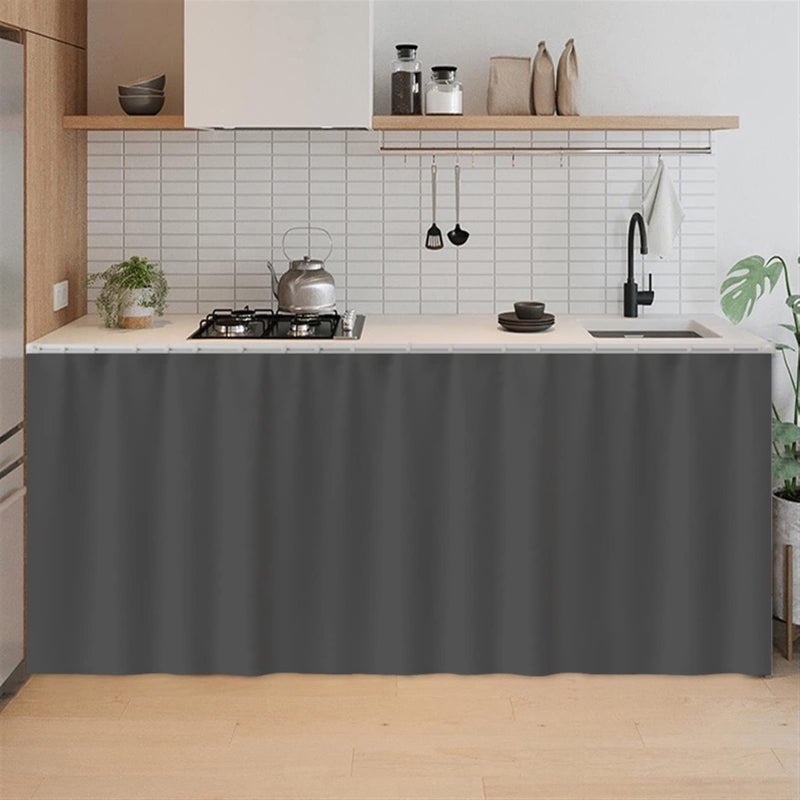 SK Studio Short Curtains for Kitchen Privacy Cabinet Curtain DustProof Window Shades Doorway Curtain for Closet Storage Room Dark Grey 511 W x 276 H