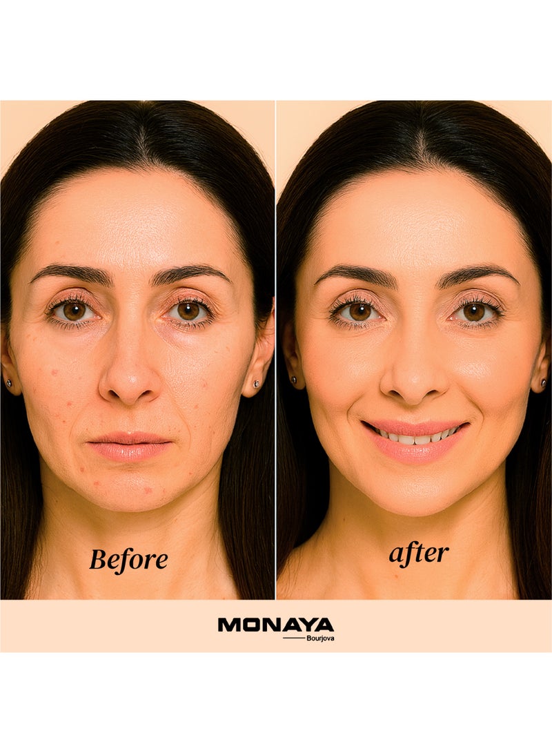 مونايا فاونديشن ليكويد مات مثالي – تغطية كاملة، ضد الميه، ثابت طويل، ٣٠ مل – ميكب عملي ومناسب، خالي من الزيوت، تأثير كونسيلر — F001-F103 - Image 4