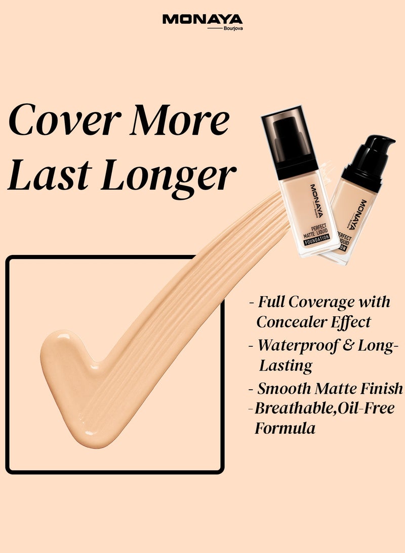 Monaya F001 Perfect Matte Liquid Foundation – Full Coverage, Waterproof, Long-Lasting, (30ml) – Affordable Makeup, Oil-Free, Concealer Effect - F101# - Image 4