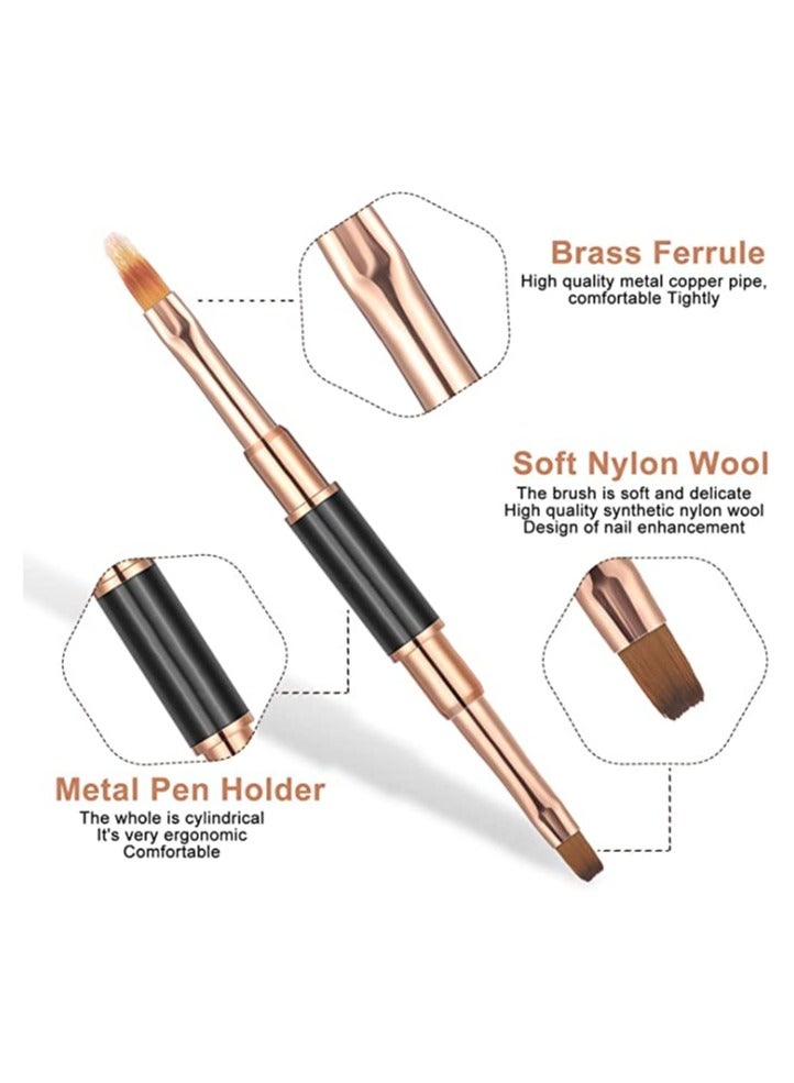 Excefore Double-Ended Acrylic Nail Art Brushes Set 5pcs Gel Polish Nail Art Design Pen Painting Tools Nail Art Liner Brush and Nail Dotting Pen for Acrylic Application Salon at Home DIY Manicure (Rose Gold) - Image 4
