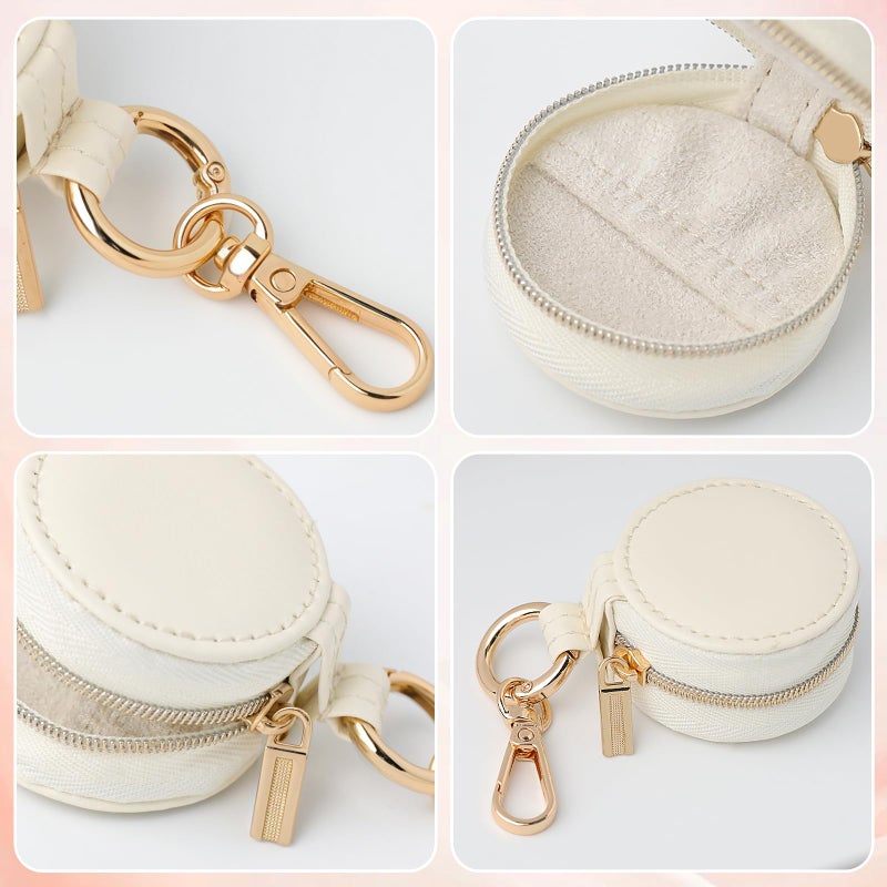 Aiokuo Travel Jewelry Box with Keychain â€“ Mini Ring Holder and Jewelry Organizer Case for Women, Portable Compact Ring Box for Earrings, Necklaces & Travel Storage - Image 4