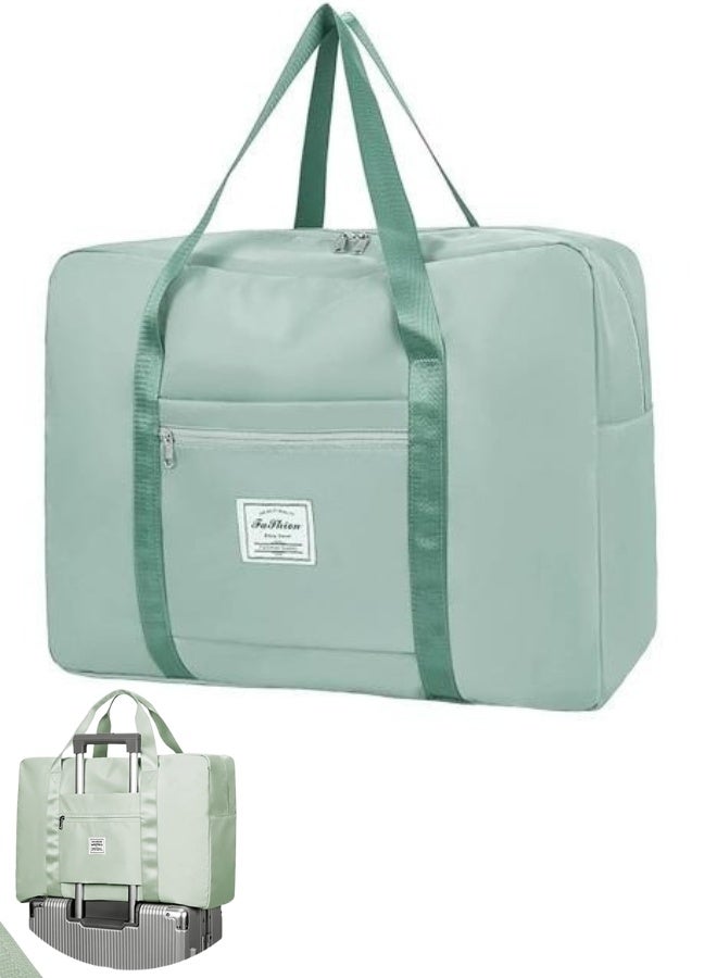 HONGFU Foldable Travel Bag, Waterproof Handbag, Lightweight Hand Luggage, Luggage Bag, Suitable for Sports, Gym, Holiday, Unisex-Mient Green - Image 1