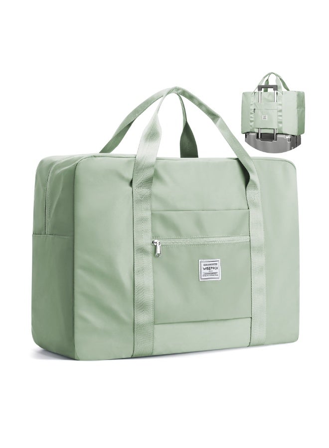 HONGFU Foldable Travel Bag, Waterproof Handbag, Lightweight Hand Luggage, Luggage Bag, Suitable for Sports, Gym, Holiday, Unisex-Mient Green - Image 2