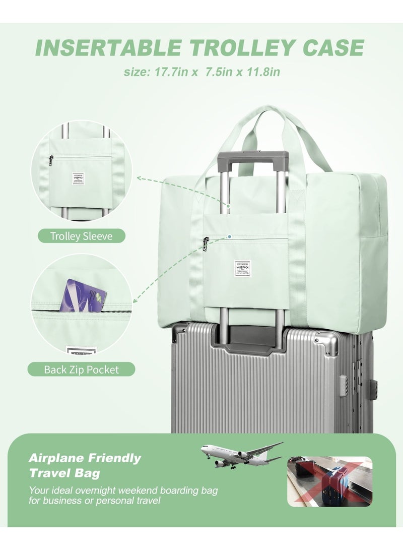 HONGFU Foldable Travel Bag, Waterproof Handbag, Lightweight Hand Luggage, Luggage Bag, Suitable for Sports, Gym, Holiday, Unisex-Mient Green - Image 4