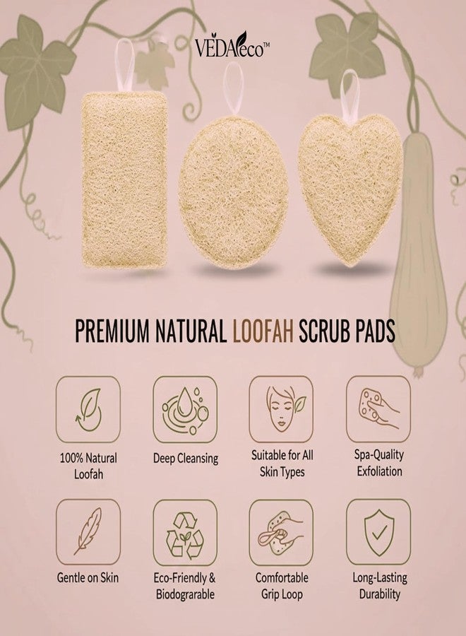VEDAeco 100% Natural Sun Dried Loofah - Set Pack of 3 Scrub For Bathing, Gentle Exfoliating Loofah, Organic Soft Smooth & Glowing Skin - Image 5