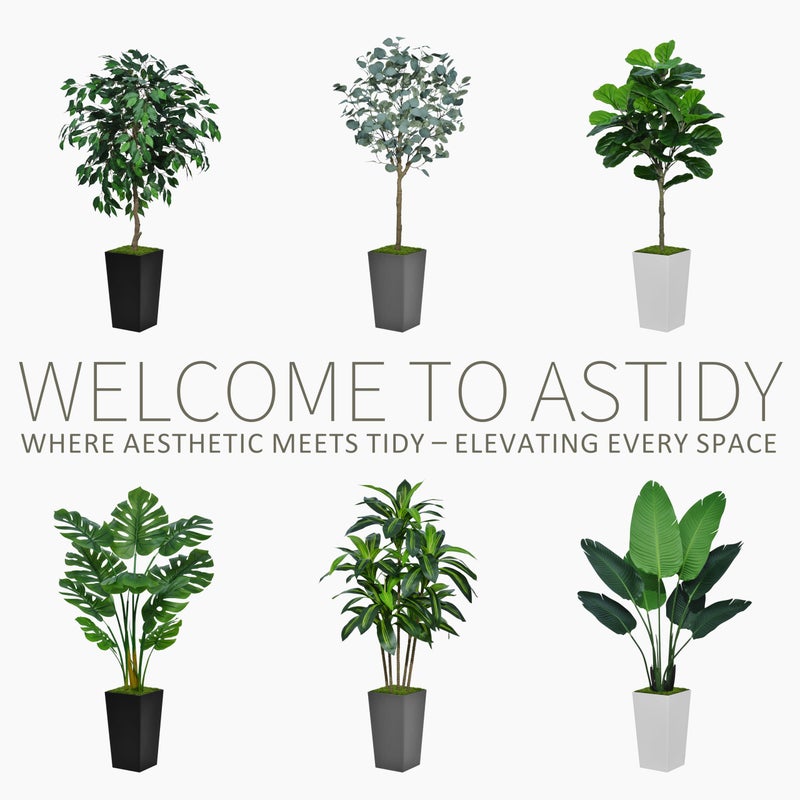 ASTIDY Artificial Monstera Deliciosa Plant 5FT - Faux Tropical Palm Tree with White Tall Planter - Fake Swiss Cheese Floor Plant Potted - Artificial Tree for Home Office Living Room Decor Indoor - Image 4
