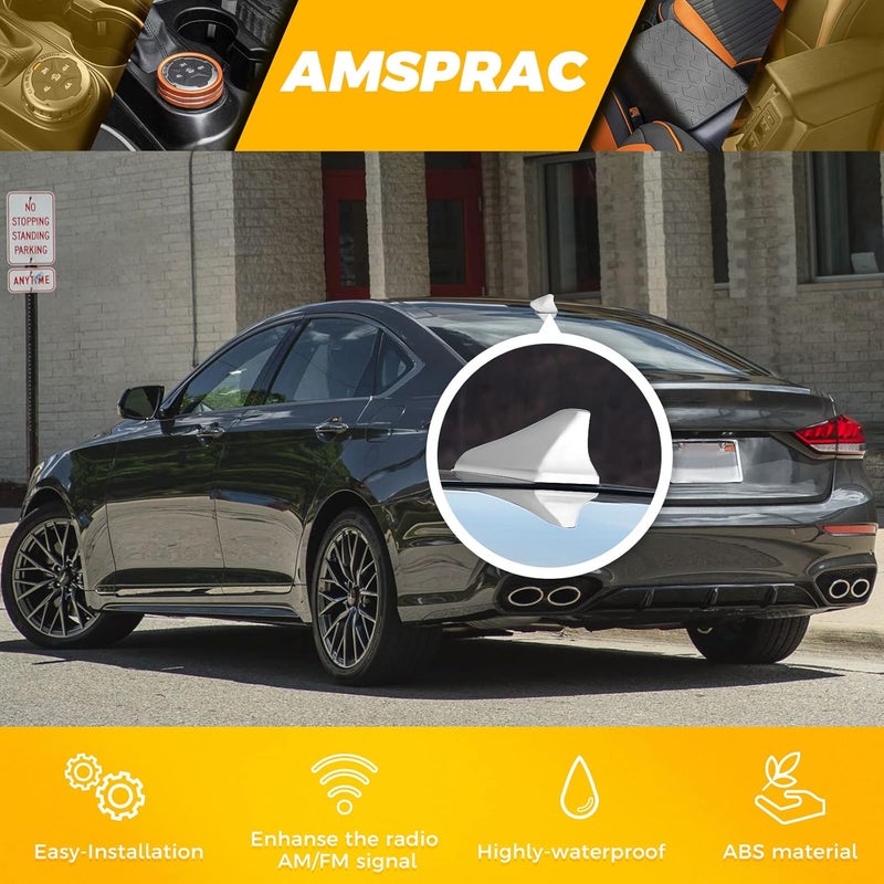 AMSPRAC Shark Fin Antenna Cover,Car Antenna Caps fit for Kia Optima 2014-2020,Sonata 2015 2016 2018 2019,Genesis Sedan G80 2015-2017,Genesis Coupe 2013-2015,Elantra Sedan 2011-2016,(Not Sport) White Flexible anti-break - Image 5