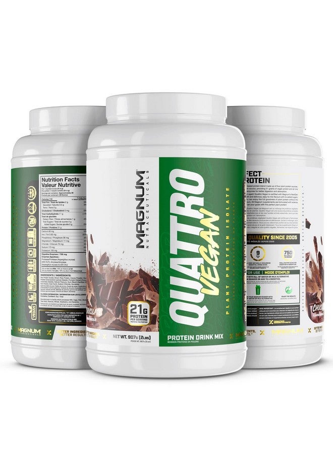 Magnum Nutraceuticals - Vegan Quattro Plant-Based Protein Powder Isolate- Chocolate 2Lb