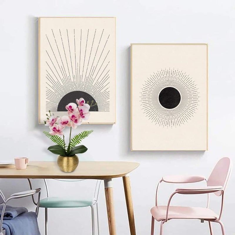 Briful Fake Orchid Fake Plant 13''Pink Orchids Artificial Flowers with Gold Ceramic Vase Faux Orchid for Home Office Gold Table Centerpiece Decor Indoor - Image 3