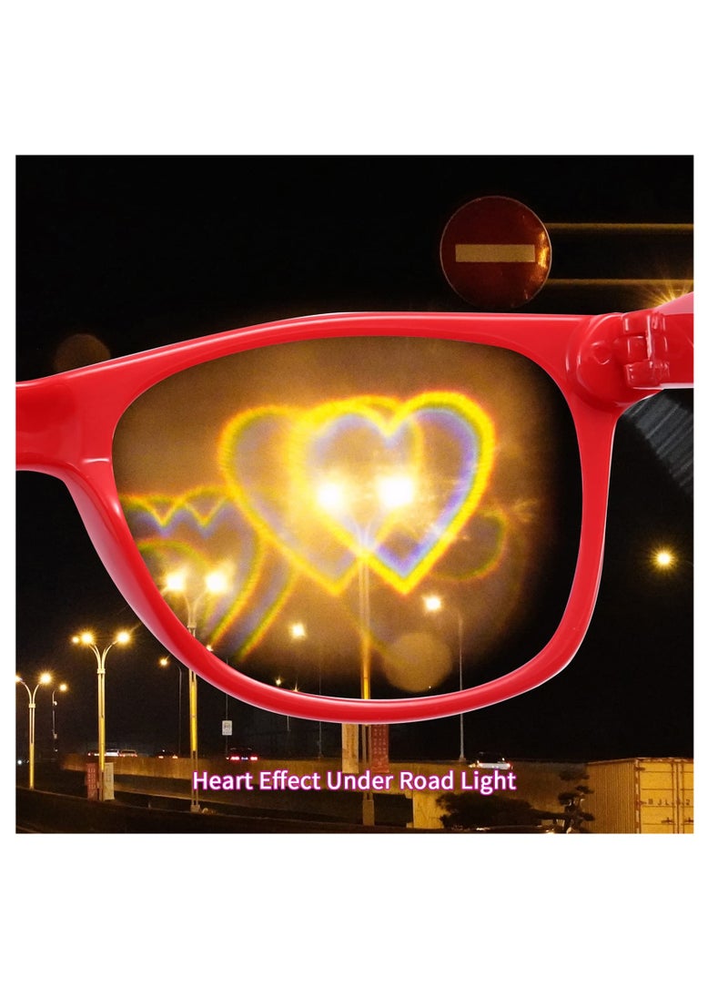 SYOSI - Special Effects Sunglasses, Peach Heart Diffraction Glasses, Festival Party Light Changing Refraction Glasses, Funny Light Diffraction Eyeglasses for Women Men Kids with Heart Effects - Image 1