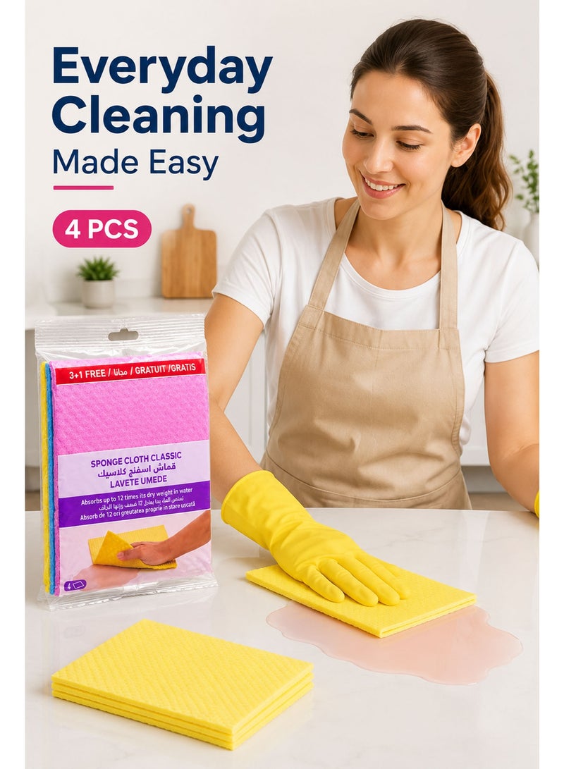 4PCS Sponge Cloth Classic Kitchen Cleaning Cloth, Ultra Absorbent Reusable Multipurpose Sponge Wipes, Soft & Durable Cleaning Cloth for Kitchen, Bathroom & Household Surfaces - Image 4