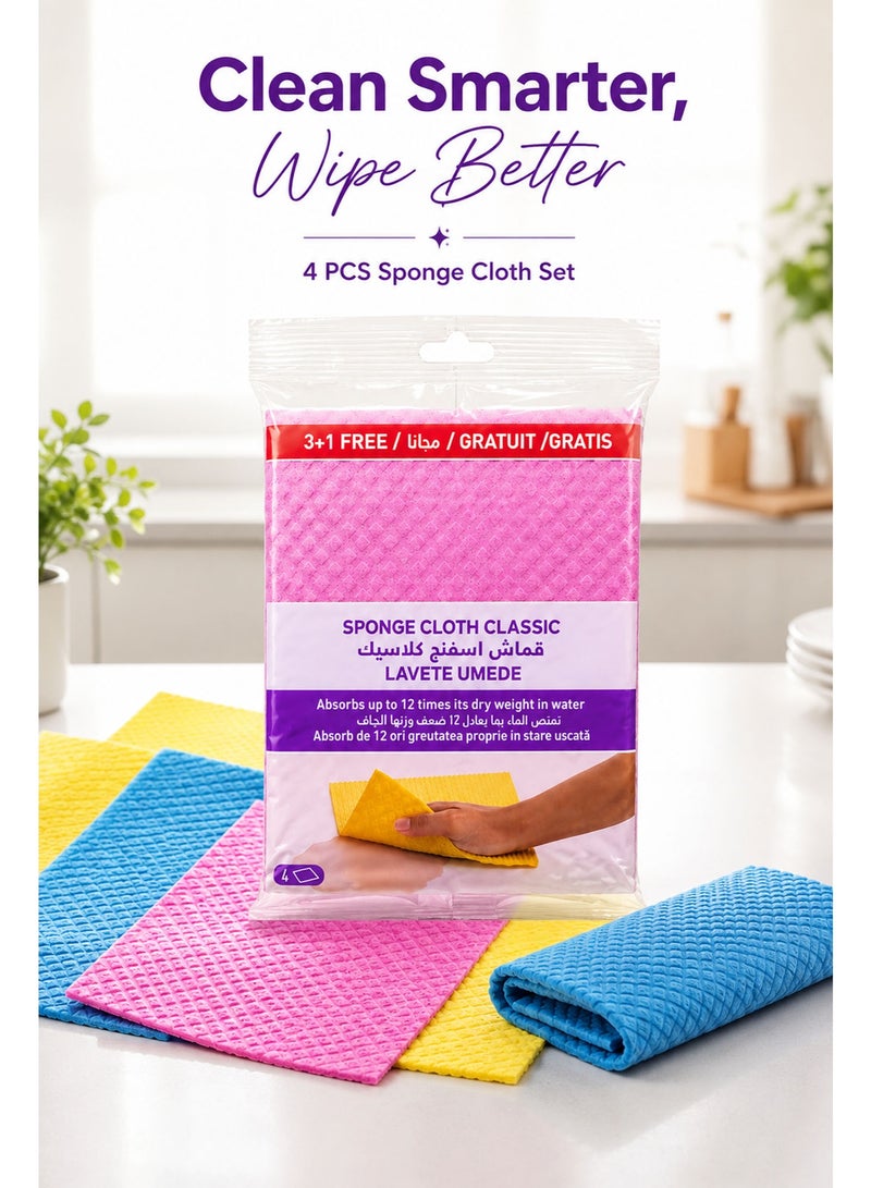 4PCS Sponge Cloth Classic Kitchen Cleaning Cloth, Ultra Absorbent Reusable Multipurpose Sponge Wipes, Soft & Durable Cleaning Cloth for Kitchen, Bathroom & Household Surfaces - Image 5