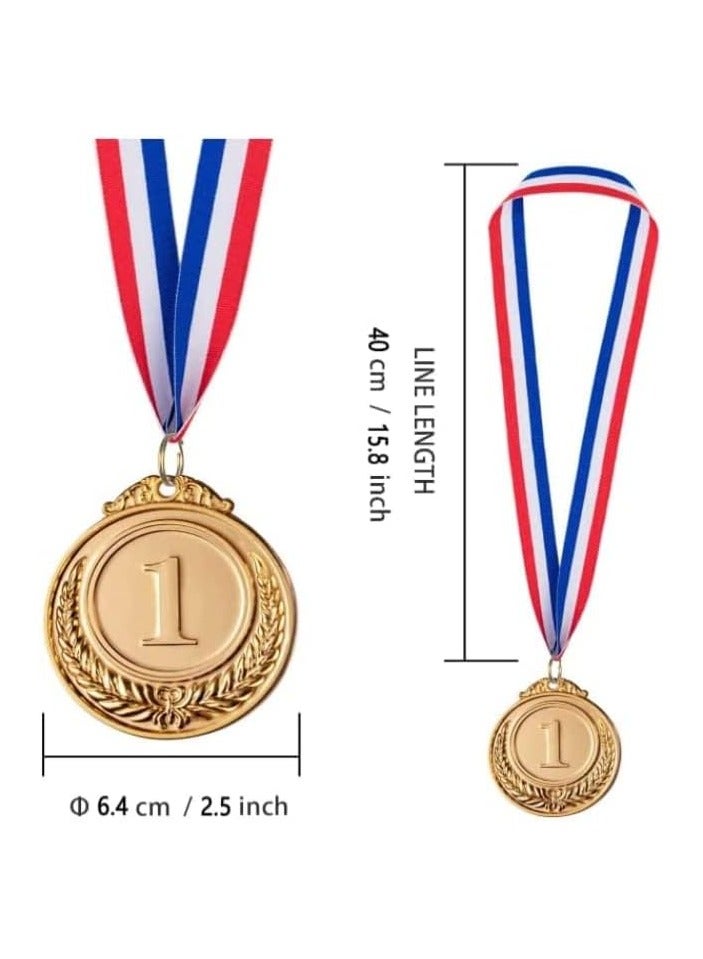18 Pack Gold Silver Bronze Award Medals with Ribbon - 2.5 Inch Olympic Style Winner for Sports, Competitions, Party - Image 3