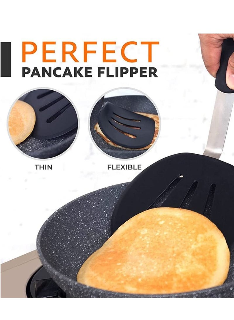 كاست ويف ملاعق سيليكون تيرنر سباتولا فطيرة غير لاصقة مجموعة ملاعق سيليكون مطاطية مرنة مقاومة للحرارة 600F - مجموعة أواني الطبخ من السيليكون قواطع البيض ، زعانف الفطائر ، ملاعق المطبخ - Image 4