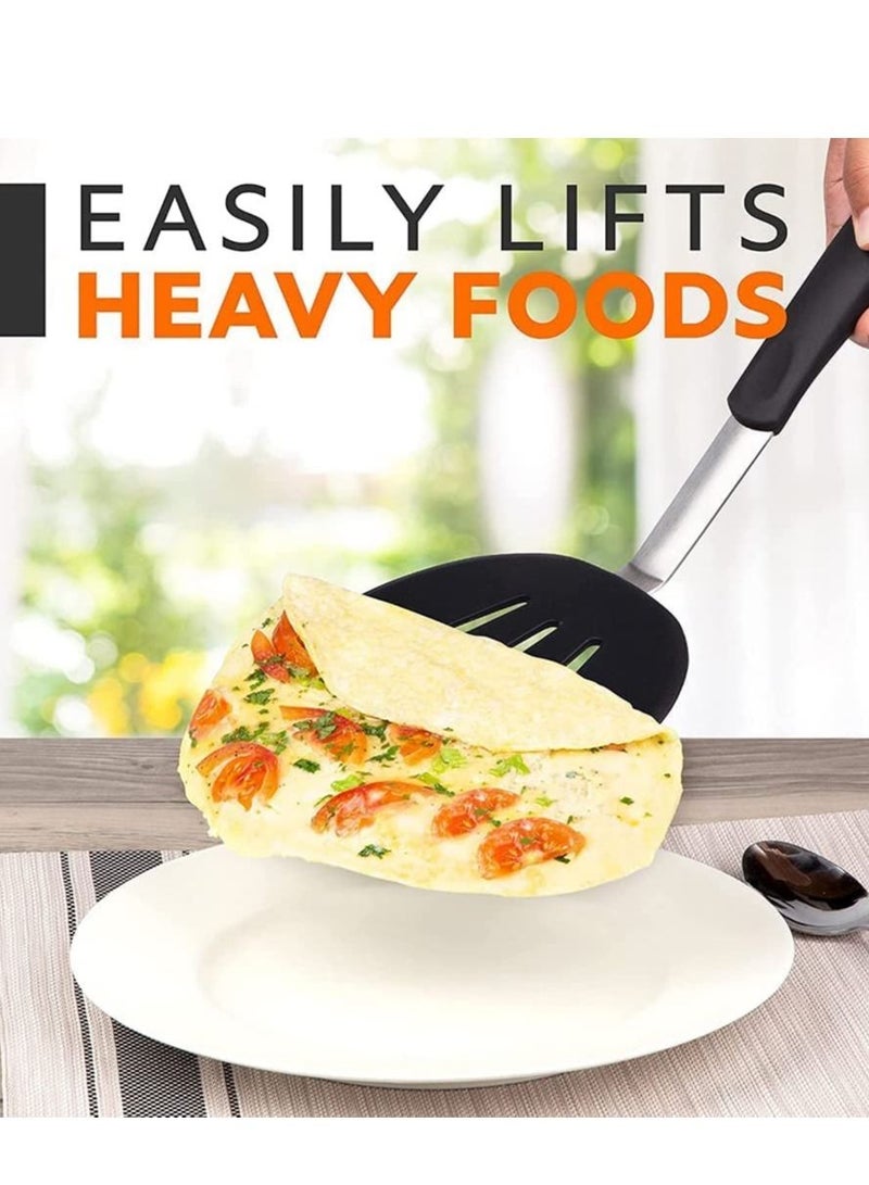 كاست ويف ملاعق سيليكون تيرنر سباتولا فطيرة غير لاصقة مجموعة ملاعق سيليكون مطاطية مرنة مقاومة للحرارة 600F - مجموعة أواني الطبخ من السيليكون قواطع البيض ، زعانف الفطائر ، ملاعق المطبخ - Image 3