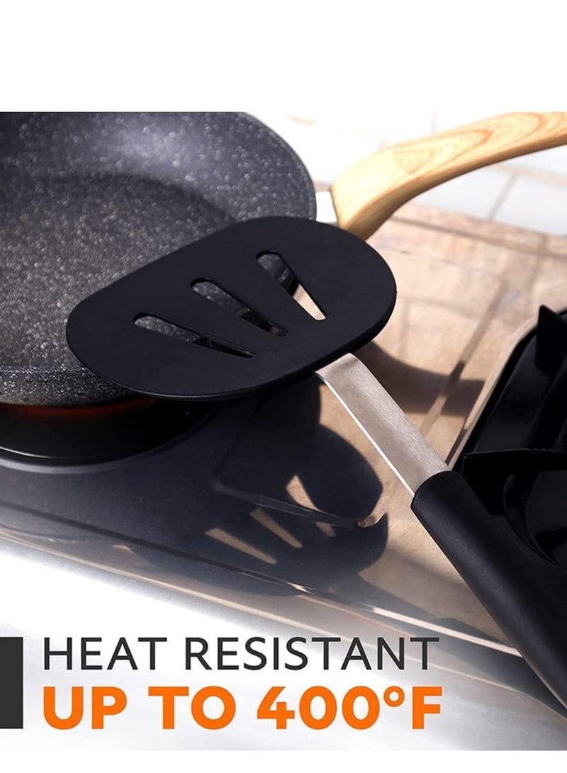 كاست ويف ملاعق سيليكون تيرنر سباتولا فطيرة غير لاصقة مجموعة ملاعق سيليكون مطاطية مرنة مقاومة للحرارة 600F - مجموعة أواني الطبخ من السيليكون قواطع البيض ، زعانف الفطائر ، ملاعق المطبخ - Image 2