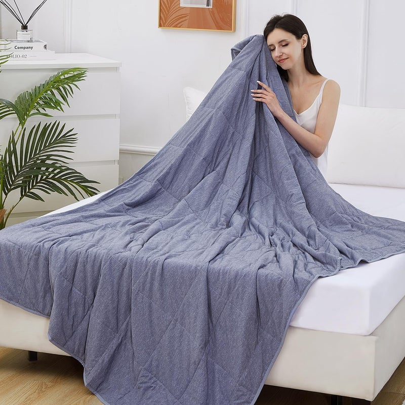 EVENHUG Cooling Blanket for Hot Sleepers Lightweight Breathable Cold Blanket for Bed Couch Sofa Transfer Heat to Keep Body Cool Night Sweats(Blue 79x86) - Image 2