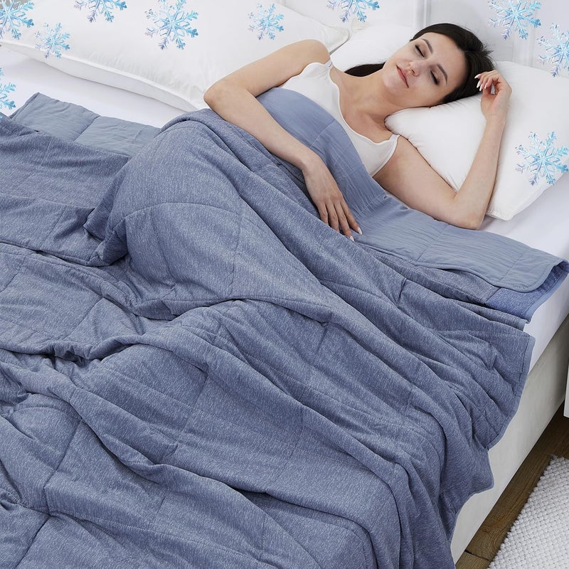 EVENHUG Cooling Blanket for Hot Sleepers Lightweight Breathable Cold Blanket for Bed Couch Sofa Transfer Heat to Keep Body Cool Night Sweats(Blue 79x86) - Image 1