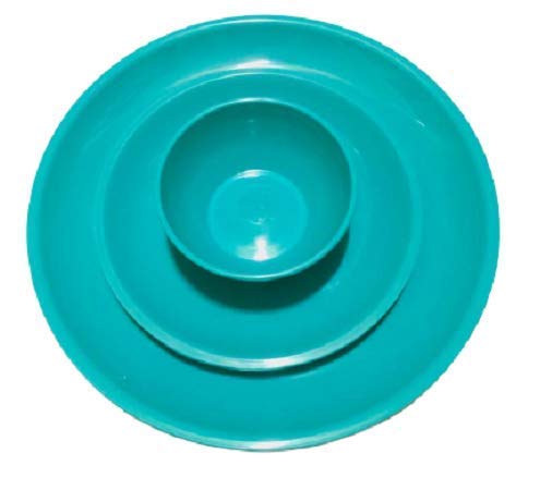 Coolkart Microwave Safe Round 3 Dinner 3 Snacks Plates 6 Veg Bowls Set of 12 Pieces Green for Kitchen - Image 3